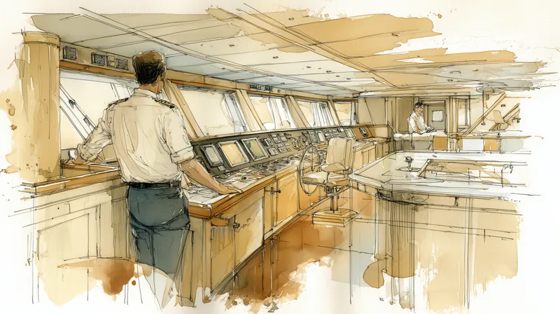 Yacht captain at bridge with professional maritime atmosphere